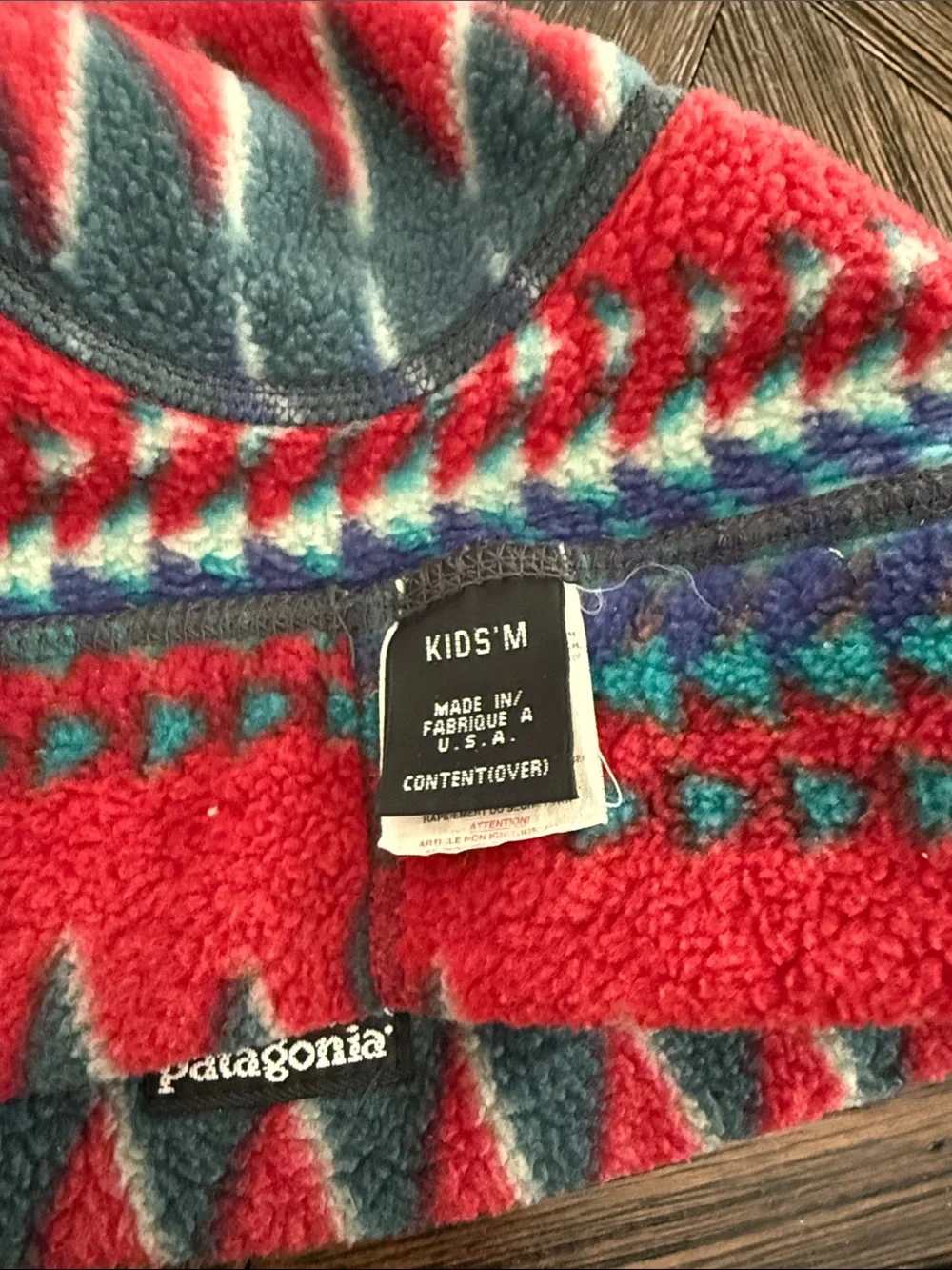 Vintage 1990s Patagonia Synchilla Fleece Aztec Beanie Kids Medium Made in USA